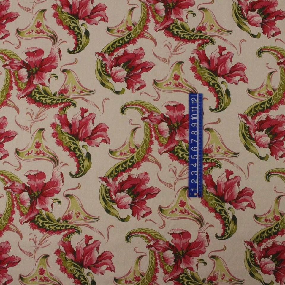 DESIGNER FALLING FLOWERS MAGENTA PINK 100% LINEN MULTIUSE FABRIC BY YARD 56"W - Image 3 of 4