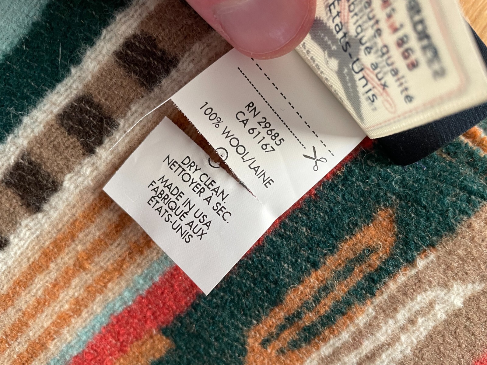 Pendleton Home Chimayo Wool Fringed Throw Blanket Made in USA Coral Aqua Stripe