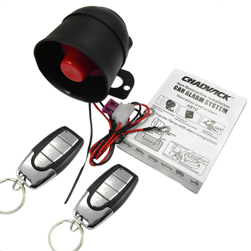 Car Vehicle Security System Burglar Alarm Protection Anti-theft System 2 Remote - Image 2 of 4