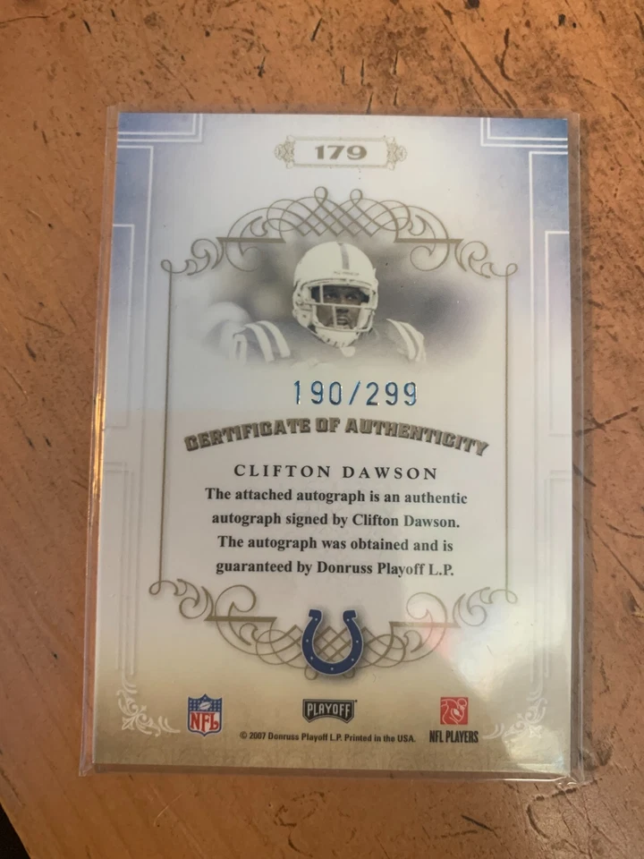 2007 Playoff National Treasures #179 Clifton Dawson AUTOGRAPH RC /299 - Image 2 of 2