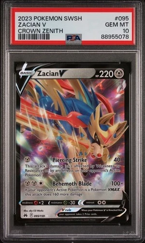 2023 Pokemon Crown Zenith Zacian V Extended Art PSA 10 GEM #095 HOLO RARE