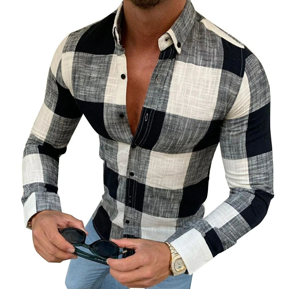 Camisa manga larga cuadros hombre new arrivals