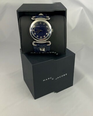 MARC JACOBS WATER RESISTANT WIDE BAND NAVY SILVER-TONE WATCH 