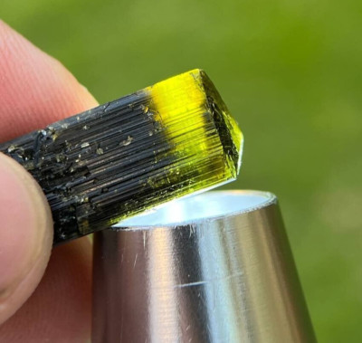 6 Gram Beautiful Green Cap Two Color Tourmaline From Astak Nala Pakistan