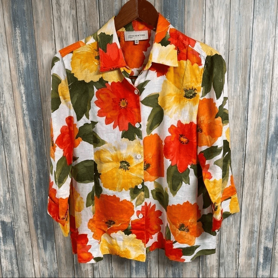 Jones New York Linen Top sz Medium # A782 - Image 2 of 4