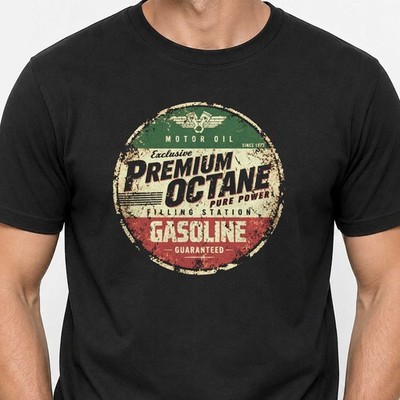 Biker T-Shirt Herren Premium Octane Gasoline Motorrad Vintage Retro Geschenk