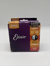Elixir Acoustic Guitar Strings Nanoweb Phosphor Bronze 3-Pack 16052 12-53 New
