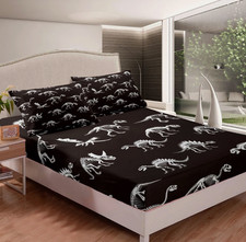 19. Cartoon Dinosaurs Fitted Sheet Set Personalised Custom Flat Sheet Bed Decor