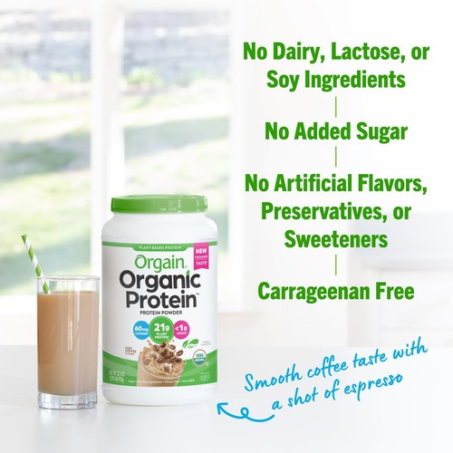 Organic Vegan Protein Powder, Iced Coffee - 21g Plant Protein, 60mg of Caffei... - Picture 6 of 8