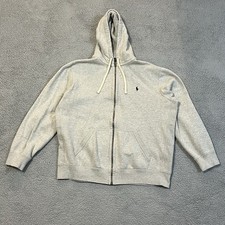 Polo Ralph Lauren Hoodie Mens XL Heather Gray Full Zip Pony Logo Sweatshirt