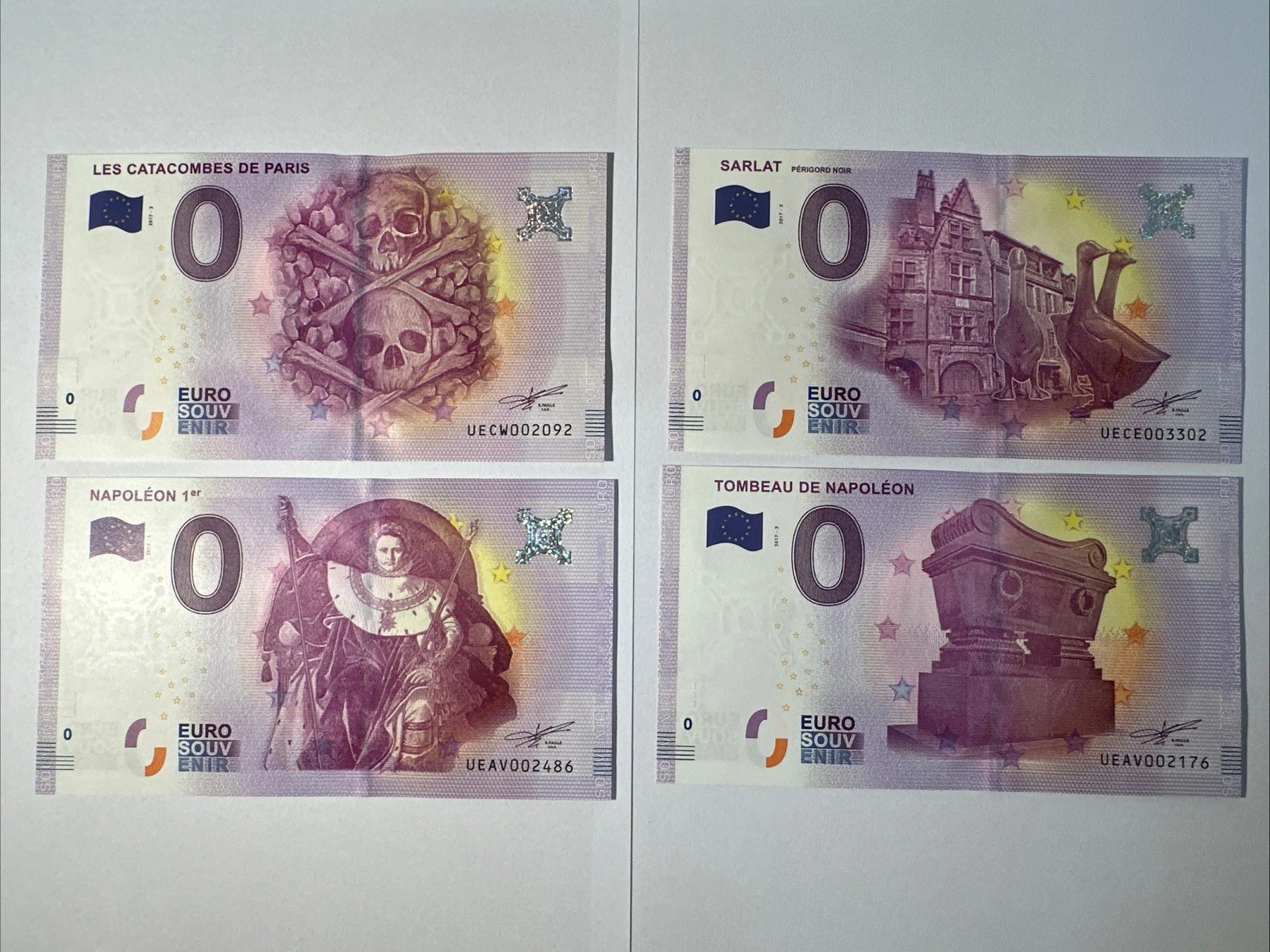 Lot 4 Billets  Zéro 0 € Euro Touristique / Souvenir 2017-1 / 2017-2 / 2017-3