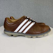 Mens Adidas Adipure Cleated Golf Shoes Q48892 Brown /White Str Leather Size 12