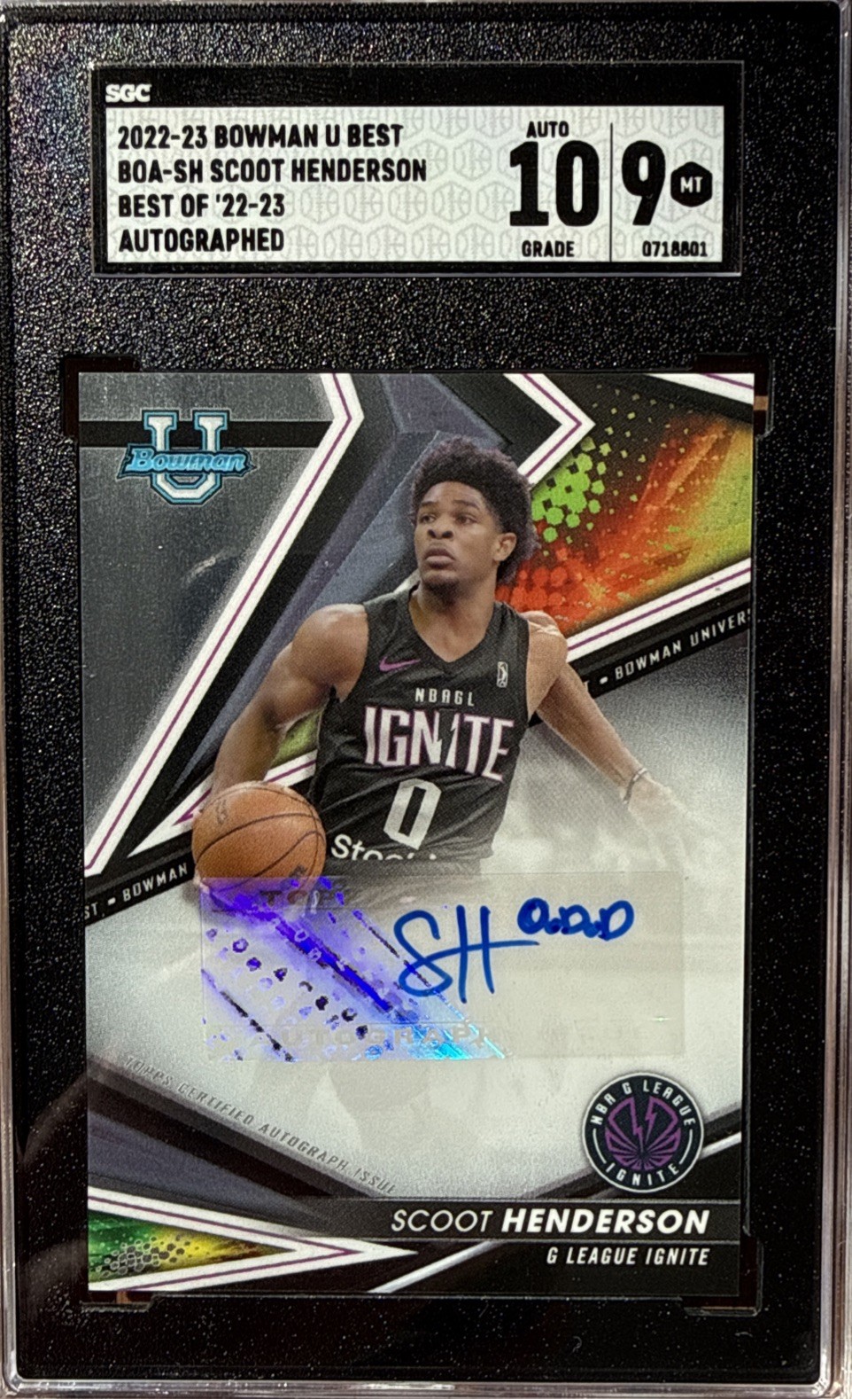 2022-23 Bowman U Best #BOA-SH SCOOT HENDERSON BEST of ‘22-23 SGC 9 AUTO 10