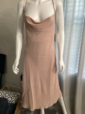 Show Me Your Mumu Verona Cowl Slip Dress Pink Blush Satin Maxi S NWT