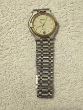 Vintage Gucci 9000L 25mm Ivory Gold Date Quartz Women's Authentic Not Working