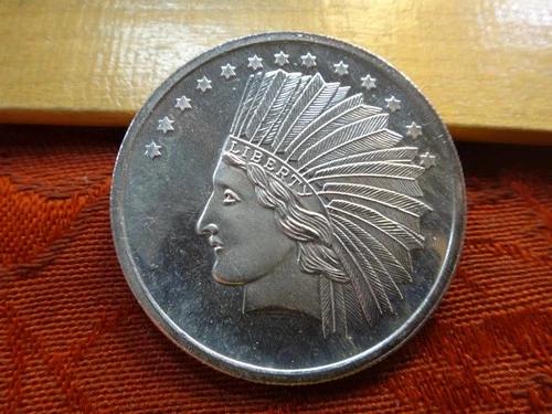 Indian Head Eagle Design Silver Towne 1 Oz .999 Silver Bullion Round