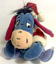 Vintage Disney Winnie The Pooh Christmas EEYORE In Santa Hat 8 Plush Toy Doll
