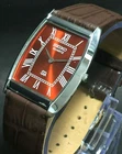 Vintage Seiko Slim Tank Quartz Men Red Dial Dress Watch-Free DDP Shipping