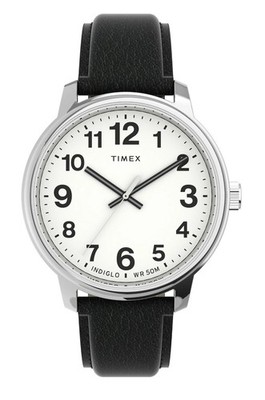 Timex Men's Watch Easy Reader Black Leather Strap TW2V21200WX