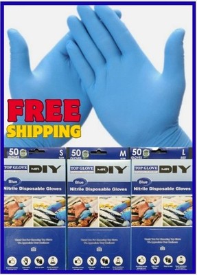 50pcs Blue Color Top Glove Nitrile Disposable Gloves Food Safe Powder Free NEW