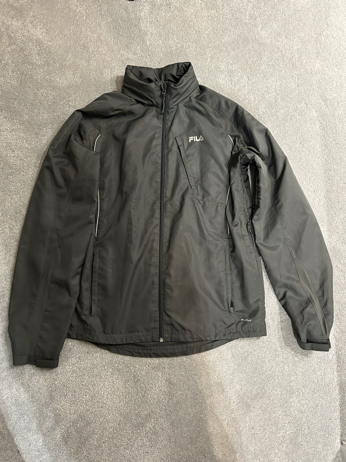 Giacca a vento Fila uomo retrò grigio conchiglia cappuccio pieghevole