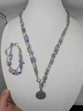 Kirks Folly Blue Crystal Love Never Dies Necklace, Bracelet Alexandrite Wisteria