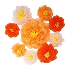 Large Paper Flowers 20"-10" Wall Decoration for Fall Party Decorations Orange