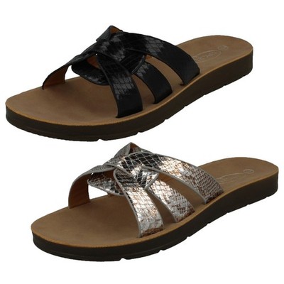 Women's Spot On Knot Vamp Clog Slippers Loop Summer Sandals 'F0r0342'