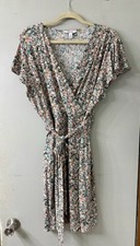 Nine West Multicolor Floral Wrap Dress XL V-Neck Knee Length Tie Waist
