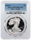 1990 S $1 Proof Silver American Eagle 1 oz .999 Fine PCGS PR70 DCAM