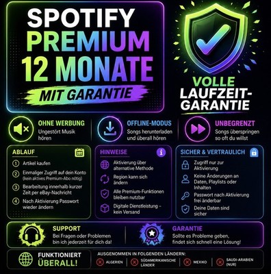   Spotify Premium  12 Monate [ gerne Bewertungen anschauen ]