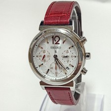 SEIKO LUKIA Chronograph Solar Wristwatch Ladies Leather Band