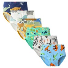 6-Pack Boys' Briefs Soft 100 Cotton Comfortable Dinosaur Truck Toddler Underwear
