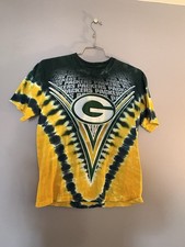 VTG Green Bay Packers NFL Tie Dye Graphic All Over T-Shirt Green Yellow Medium M