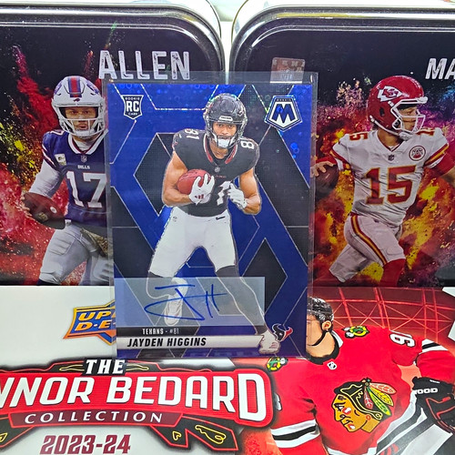 Panini 2025 Mosaic Jayden Higgins Texans RC Auto Blue Mosaic Prizm #346 /99