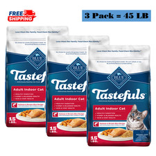 3 Pack Blue Buffalo Tastefuls Indoor Adult Dry Cat Food Salmon& Brown Rice 15 LB 2.19 per pound