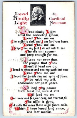 1910 Poem Lead Kindly Light By Cardinal Newman Willimantic CT Antique Postcard