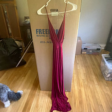 Windsor Burgundy Solid V-Neck Strappy Sleeveless Long Maxi Dress Women S