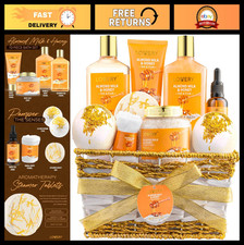 Spa Gift Basket for Women - 10 Pc Almond Milk  Honey Beauty Set - Relaxing Self