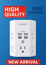 5 Outlet Extender Surge Protector Multi Plug Wall Adapter USB Charger Ports with