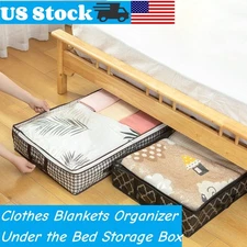 Under Bed Storage Bag Collapsible Organizer Zippered Fabric Underbed Clothes Sto