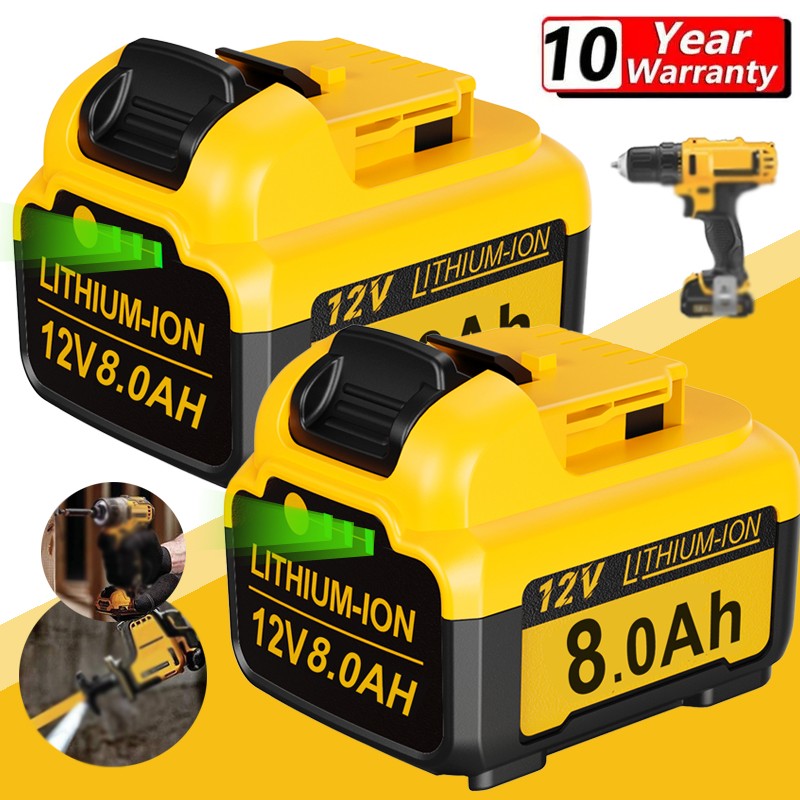 2Pack For DEWALT DCB120 12V 12Volt MAX 8.0Ah Lithium-Ion Battery DCB127-2 DCB126