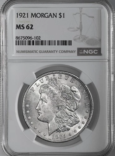 1921-P  $1  MORGAN SILVER DOLLAR  "PHILADELPHIA MINT"  NGC MS62 #8675096-102