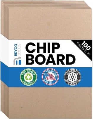 Chipboard Sheets 8.5'' x 11'' - 100 Sheets of 22-Point Kraft Board for Crafts DIY