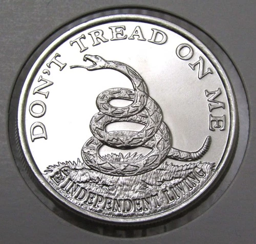 Independent Living Don't Tread Boston Tea Party 1 Troy oz .999 Fine Silver Round