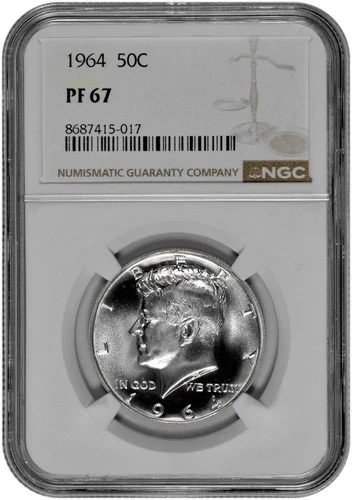 1964 50C Silver Proof Kennedy Half Dollar NGC Graded PF 67 in New Holder