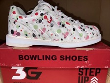 3G Kicks Bowling Shoes. Women s 6 Splash. White Colored dots. NIB