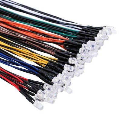 56 Stück (7 Farben x 8 Stück) 12 Volt LED Leuchtdioden vorverdrahtet DC 12 V 5 mm 