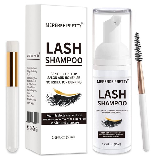 Eyelash Extension Shampoo 50 ml + Brush - Eyelid Foaming Cleanser - Clear