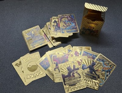 Pokemon Gold Foil Trading Card Deck 110 Cards w/ Foil Deck Box | eBay